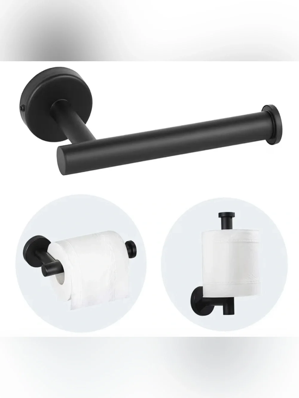 Matte Black Stainless Steel Toilet Paper Holder Wall Mount Bathroom